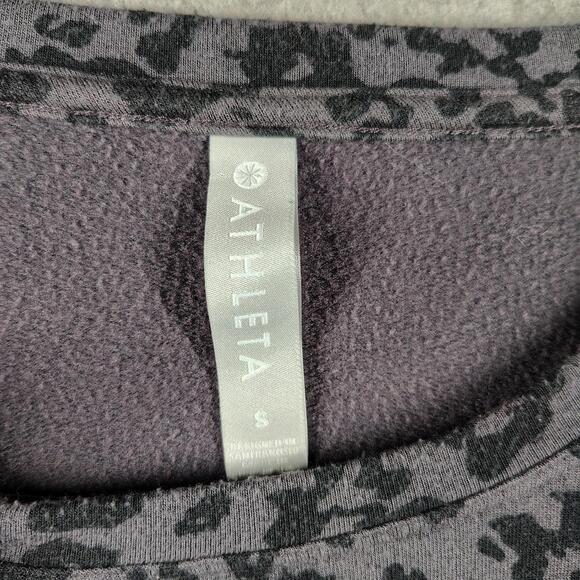 Athleta Womens Small Crewneck Sweatshirt Gray Pure Luxe Leopard Animal Print EUC - Picture 3 of 6